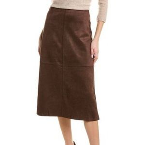 Max Studio Faux Suede Pieced A-line Midi Skirt, XS